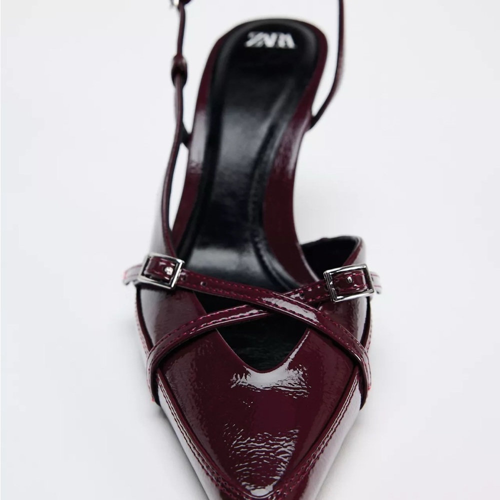 ZARA Burgundy Patent Leather Heels – Size 41 (US 10.5/11)